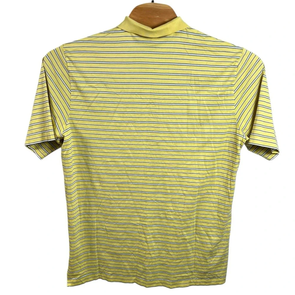 Ralph Lauren‎ Polo Golf Mens Large Yellow Striped Short Sleeve Polo Shirt